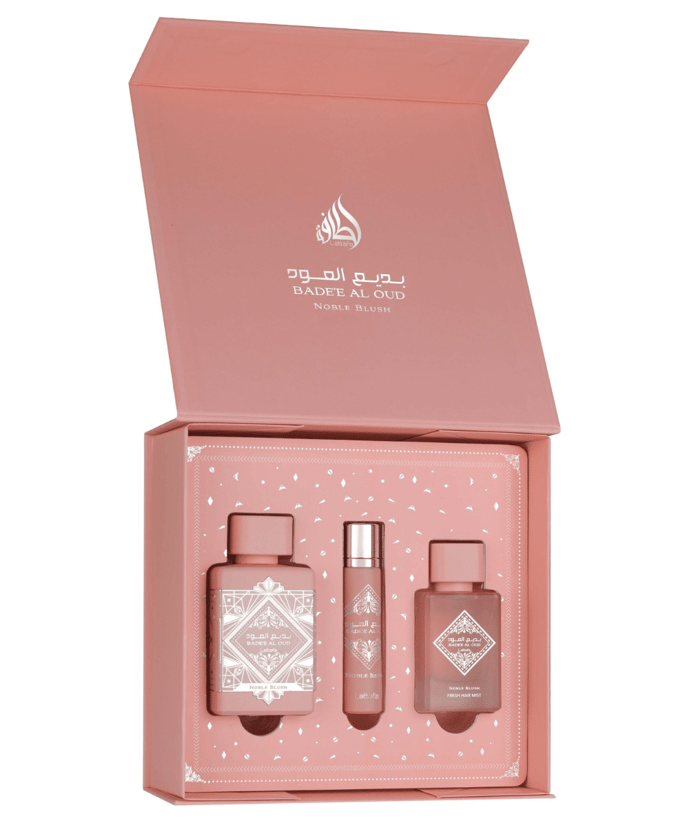 Coffret parfum Badee Al Oud Noble Blush de chez Lattafa