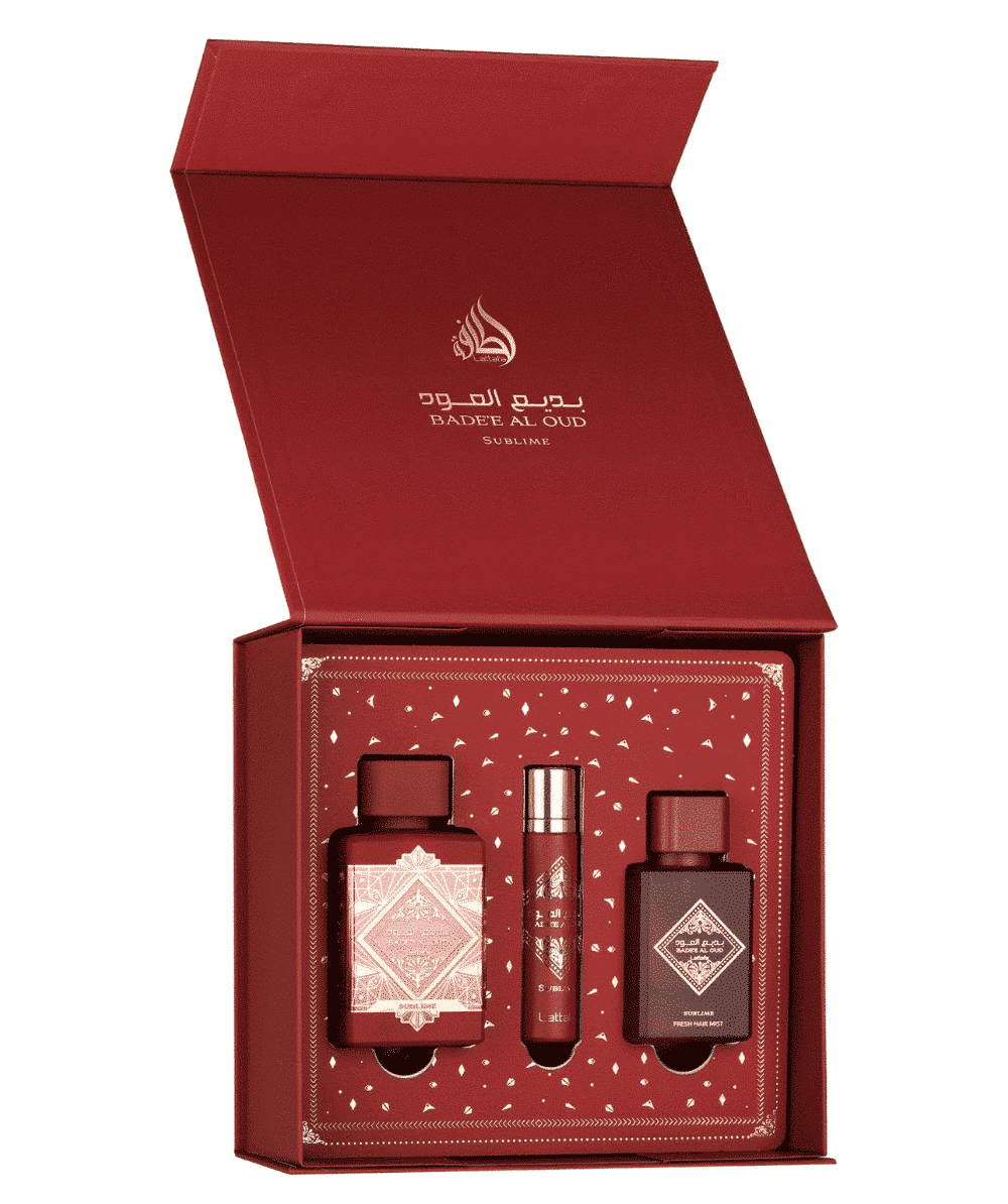 Coffret parfum Badee Al Oud Sublime de chez Lattafa