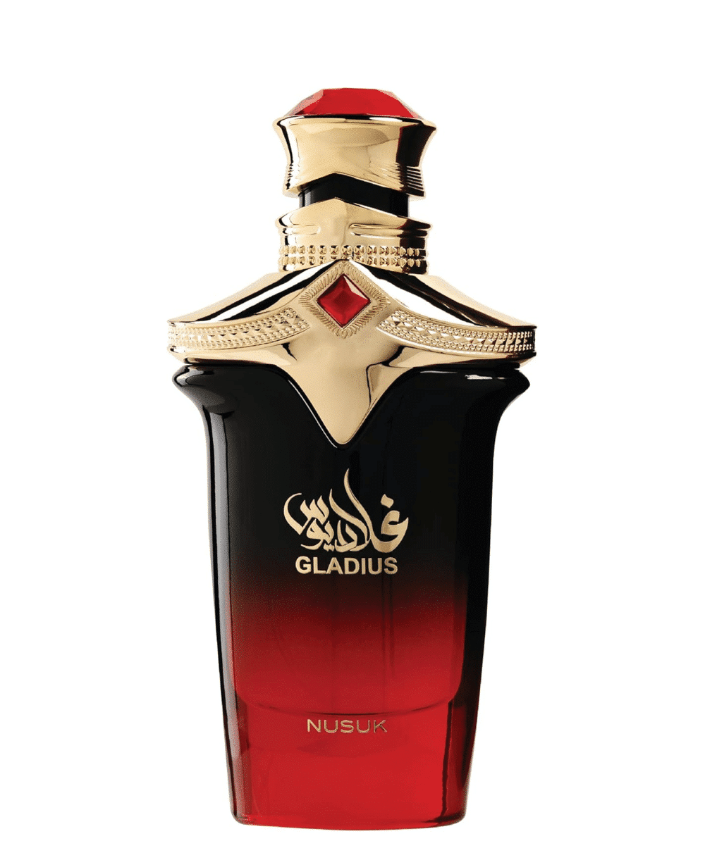 NUSUK Gladius Extrait de Parfum pour Homme, Parfum Boisé Aromatique Longue Tenue aux Notes de Framboise, Bergamote et Patchouli, Parfum Arabe de Luxe 100ml