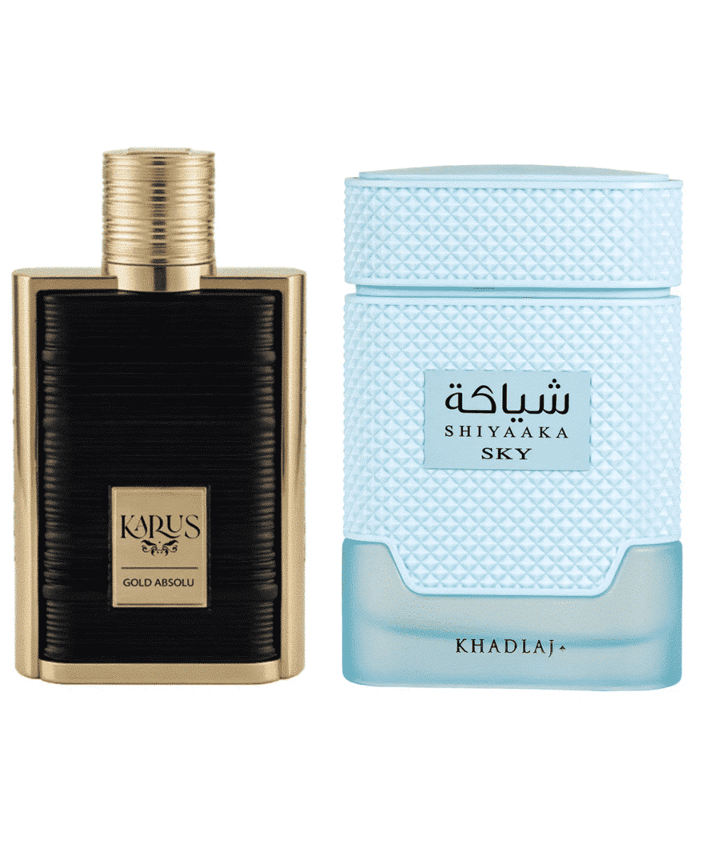 Ensemble de parfums Khadlaj Karus Gold Absolu et Shiyaaka Sky pour tout le monde