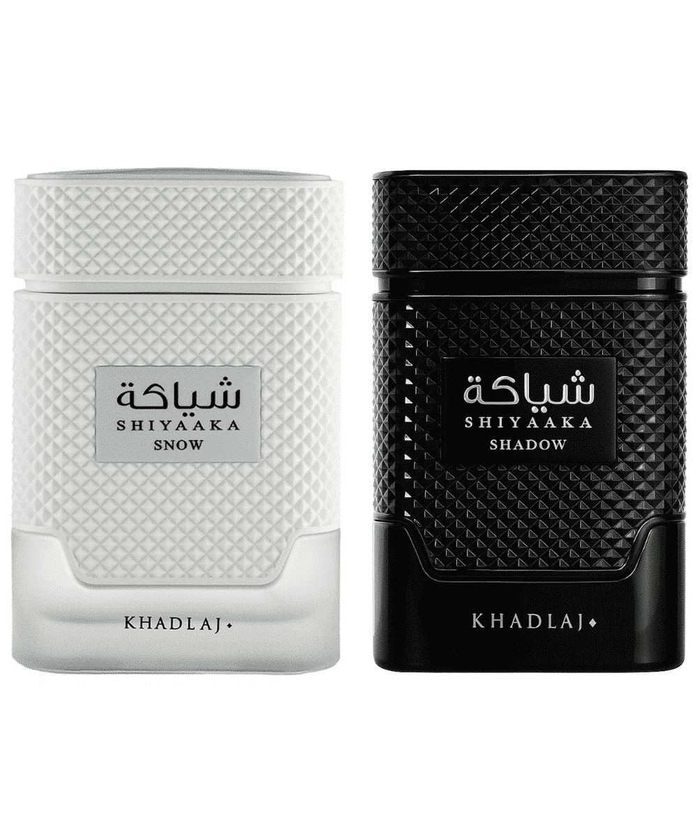 Découvrez une sophistication absolue avec le coffret Khadlaj Black Ice 2 pièces, composé du duo envoûtant Shiyaaka Snow Eau de Parfum et Shiyaaka Shadow Eau de Parfum.